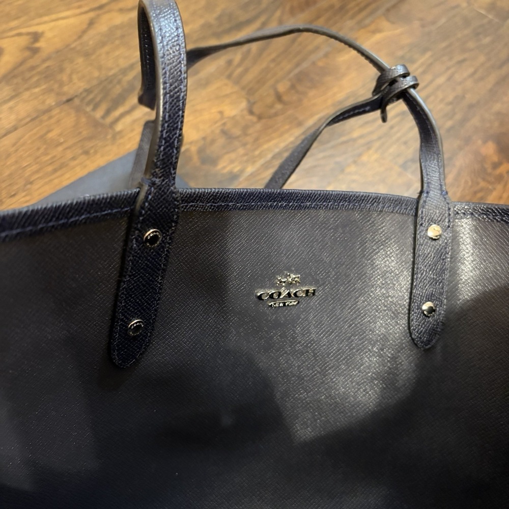 Coach Reversible Canvas City Tote Signature Varsity Stripe Floral Star EUC - Picture 8 of 16